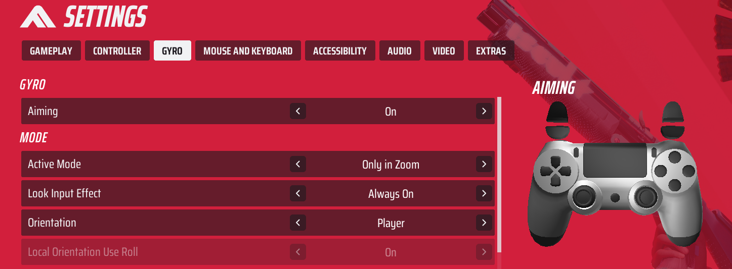 Gyro Basic Settings Image