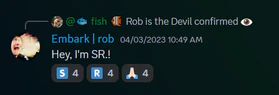 Rob acknowledging the SR meme